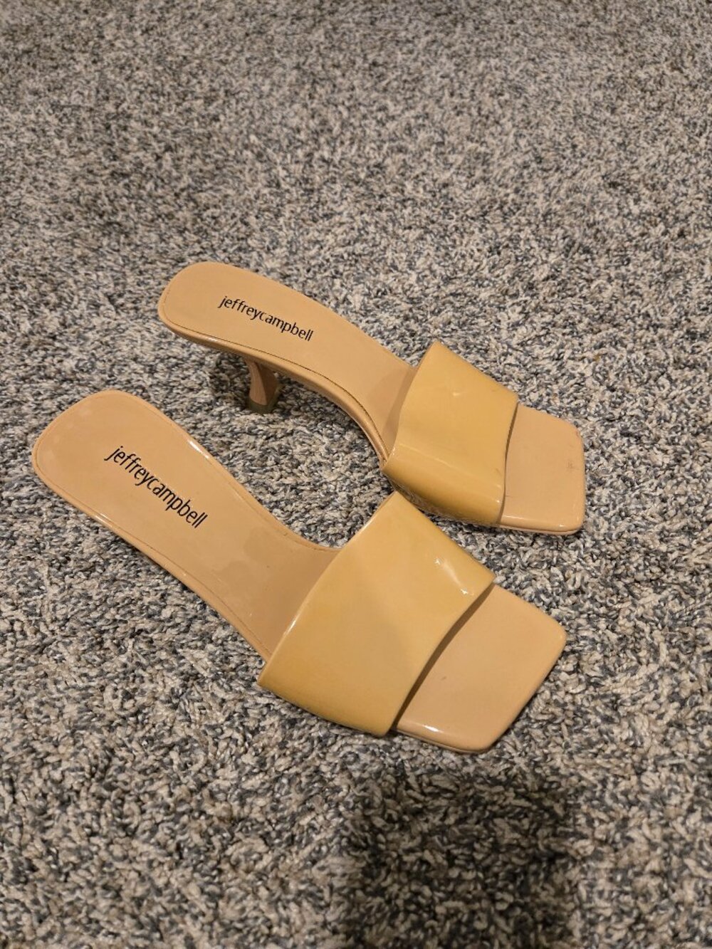 Jeffrey Campbell Patent Leather Kitten Heel Sandals Nude 7